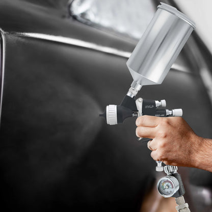 Master Elite Series High Performance HVLP Spray Gun with 1.3mm Tip with High Flow Air Pressure Regulator Gauge