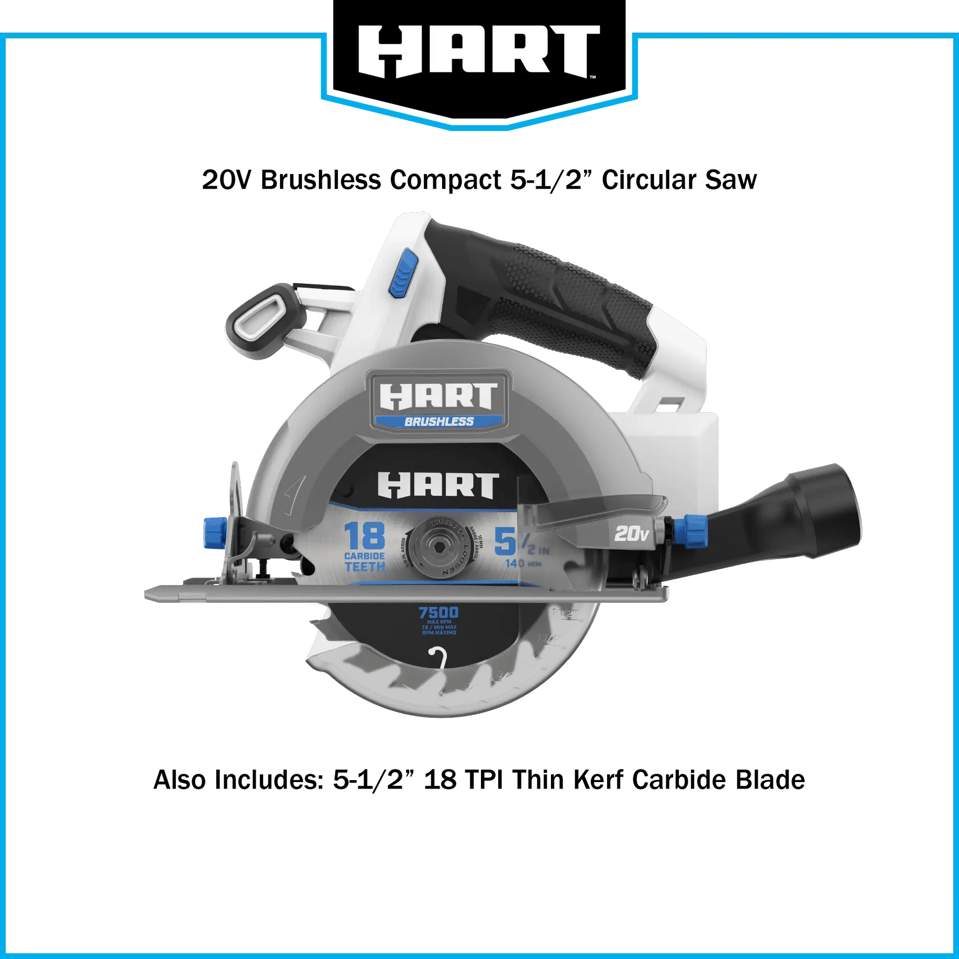 HART 20-Volt Brushless 5-1/2-inch Compact Battery-Powered Circular Saw (Battery Not Included) New Condition