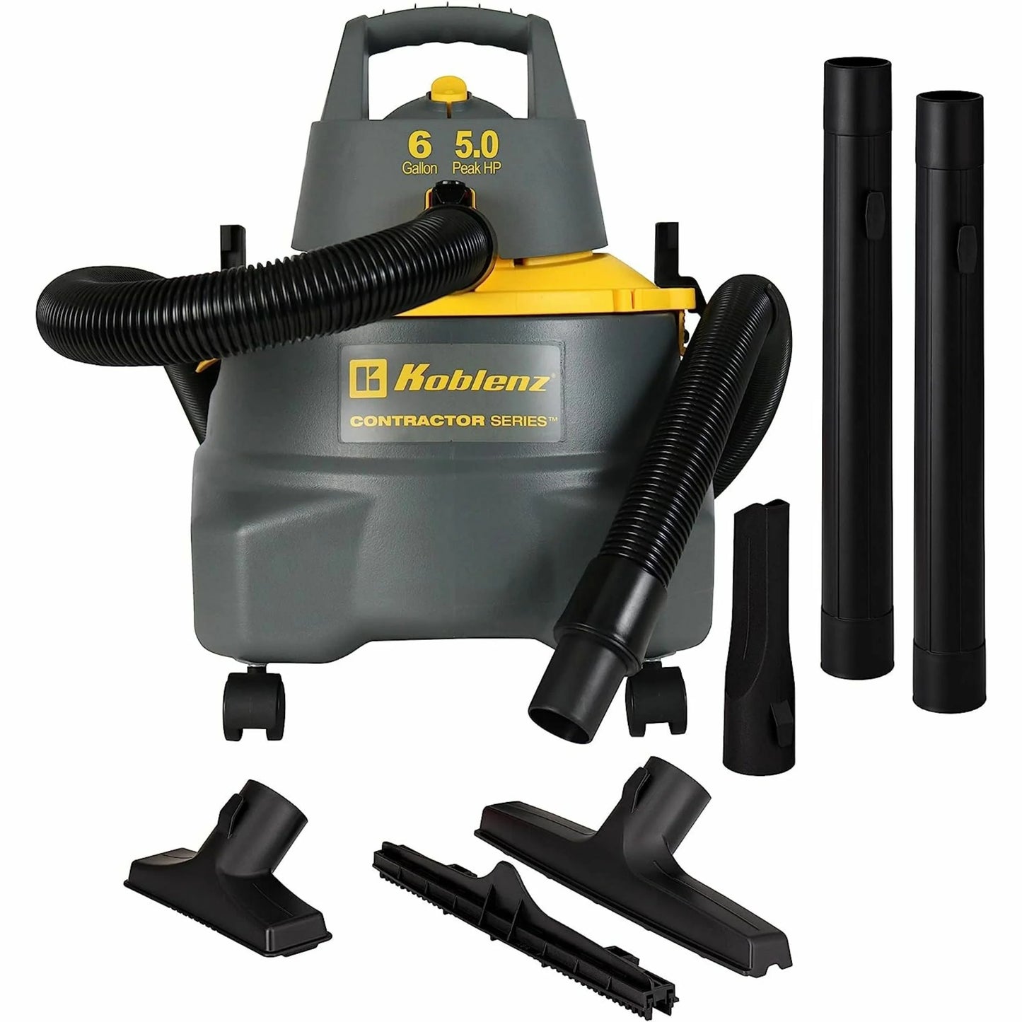 Koblenz Contractor 6.0 Gallon Wet Dry Shop Vacuum with 5.0 Peak HP, 3 in 1 shop vac, Heavy Duty Wet/Dry Vacuum. (WD-6 C212)