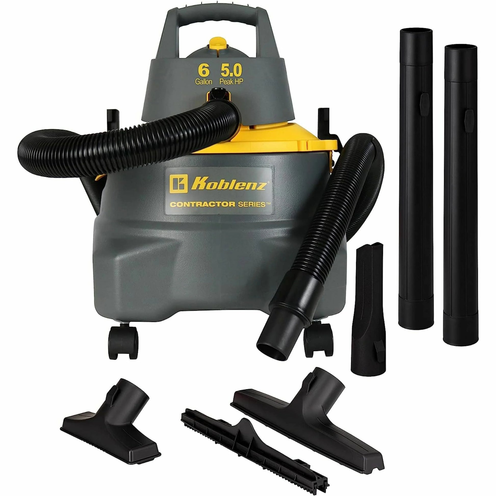 Koblenz Contractor 6.0 Gallon Wet Dry Shop Vacuum with 5.0 Peak HP, 3 in 1 shop vac, Heavy Duty Wet/Dry Vacuum. (WD-6 C212)