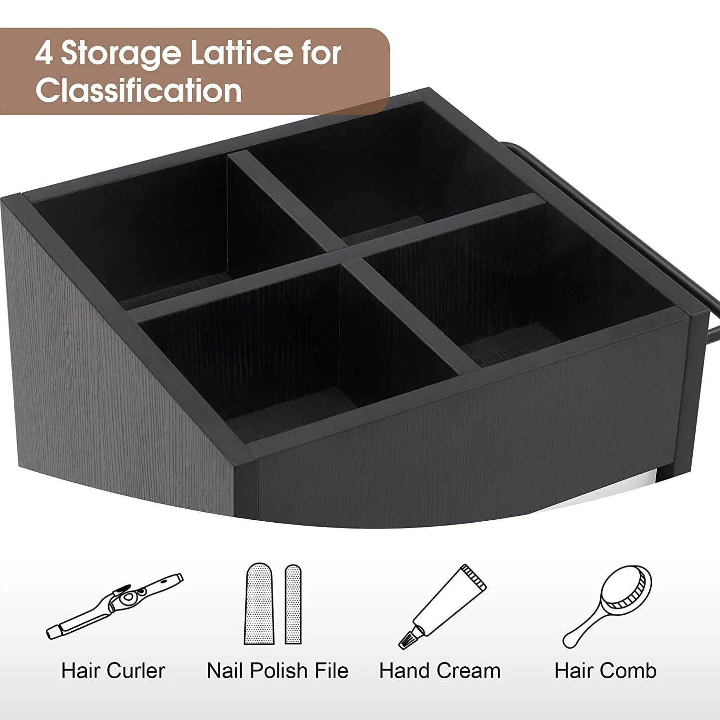 BarberPub Utility Cart with Storage Drawer, Salon Trolley Cabinet