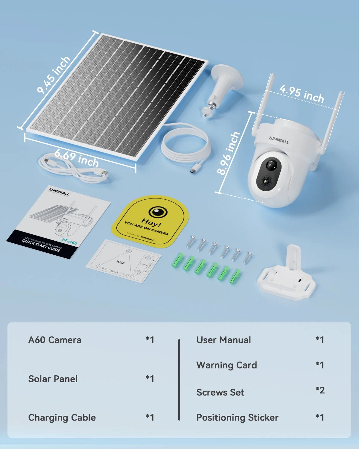 ZUMIMALL 8W Solar Security Camera,AOV 24/7 Recording,360? View Wireless Outdoor Camera,Rechargeable Battery Powered,2K Color Night Vision, 2-Way Talk, 2.4GHz WiFi, Auto Tracking,White
