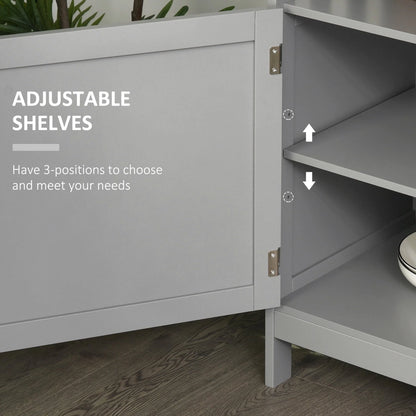 HomCom Kitchen Console Table/Buffet Sideboard/Wooden Storage Table with 2-Level Cabinet and Open Shelf, Grey