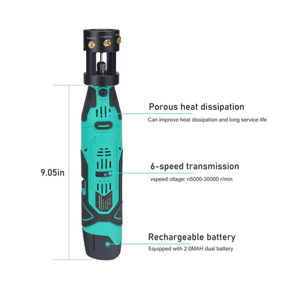 3mirrors Cordless Tungsten Electrode Grinder Sharpener TIG Welding Tool w/12V Lithium Battery Rotary Hand-Held 4 Holes w/Multi-Angle &Offsets, CNC Man