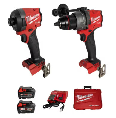 Milwaukee 3697-22 M18 FUEL 18V Brushless Cordless 2-Tool Combo Kit - Hammer Drill & Impact Driver with (2) 5.0Ah Batteries, Charger & Case