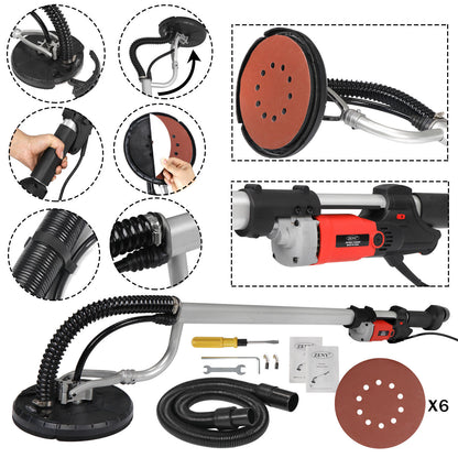 800W Electric Drywall Sander Adjustable Variable Speed with 6Pcs Sanding Pads