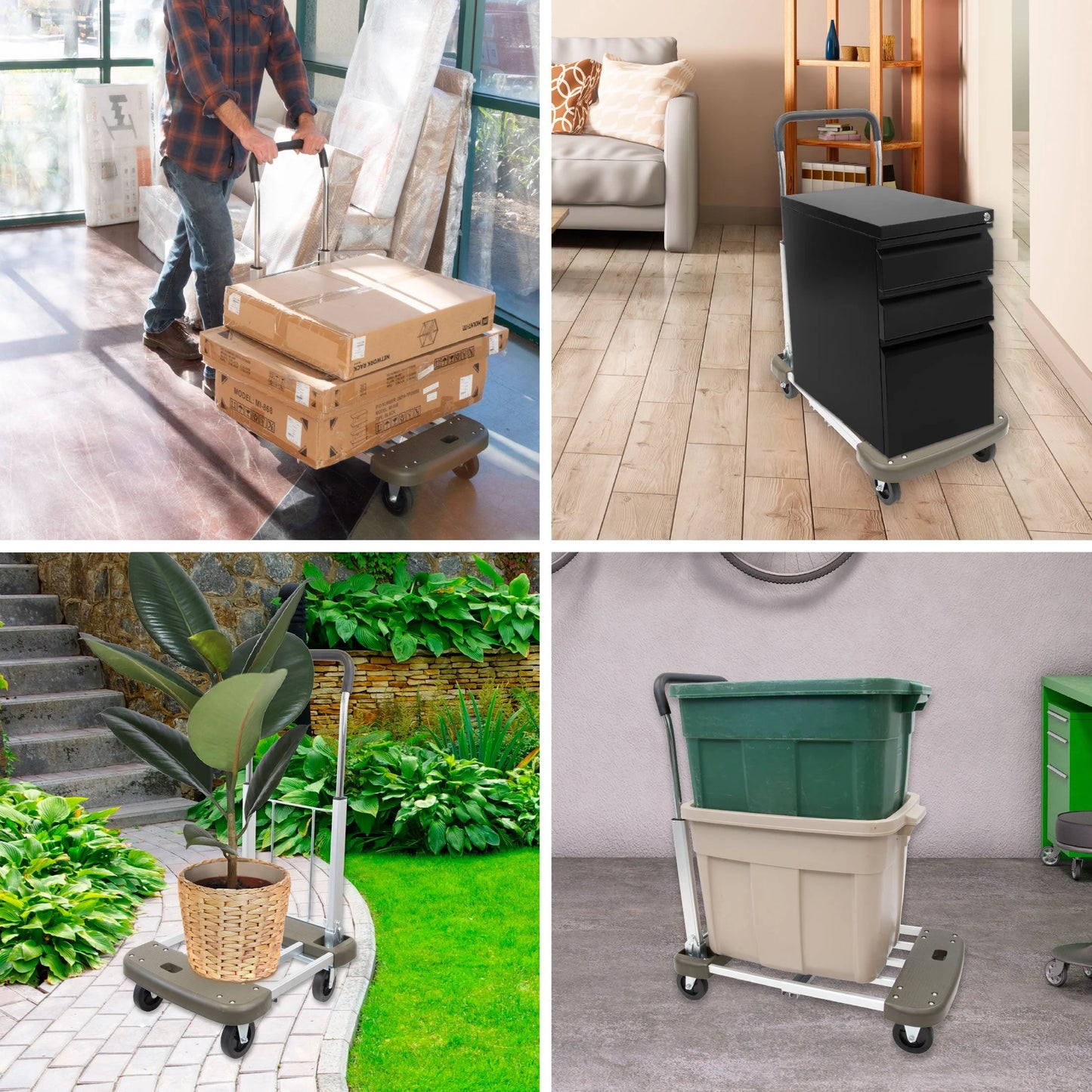 Mount-It! Folding Platform Hand Truck with Expandable Base | 330LBS Capacity