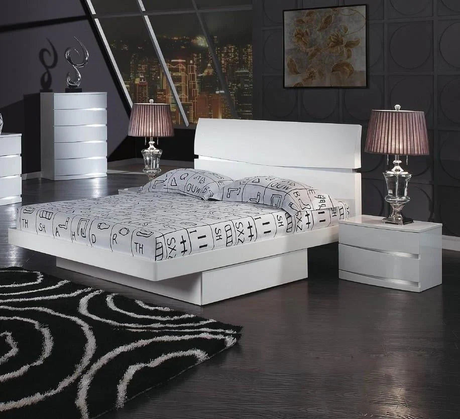 White High Gloss Finish Storage King Size Bed Global United Wynn