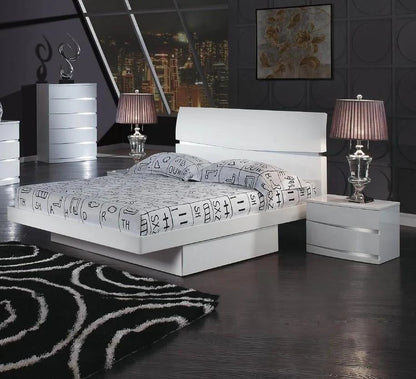 White High Gloss Finish Storage King Size Bed Global United Wynn