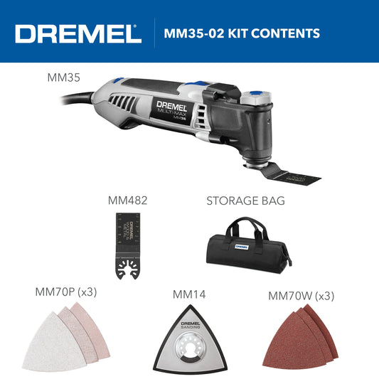Dremel Multi-Max MM35-02 3.5 Amp Variable Speed Corded Oscillating Multi-Tool Kit with 7 Accessories and Storage Bag