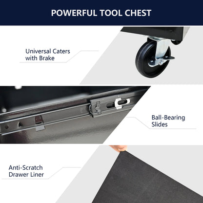 Tool Cabinets Rolling Tool Chest, 4 Drawer Tool Box with Wheels, Heavy Duty Industrial Service Cart Storage Organizer with Locking System, Rolling Tool Box Organizer Tool Case for Garage, Repair Shop