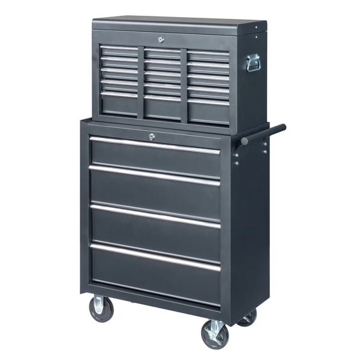 Heavy-Duty Steel Tool Box with 5 Drawers - 24" Black Rolling Tool Chest Cabinet for Garage & Workshop (Lockable, 150lb Capacity)