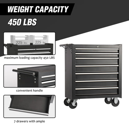 Tool Cart Rolling Tool Chest with 7 Drawers, Multifunctional Tool Chest Garage Tool Storage, Metal Tool Cart Organizer on Wheels, 450LBS Weight Capacity