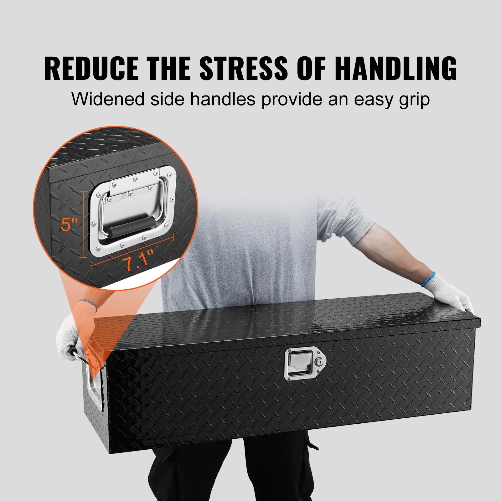 VEVOR Heavy Duty Aluminum Truck Bed Tool Box, Diamond Plate Tool Box with Side Handle and Lock Keys,Storage Tool Box Chest Box Organizer for Pickup,Truck Bed, RV, Trailer,39"x13"x10",Black