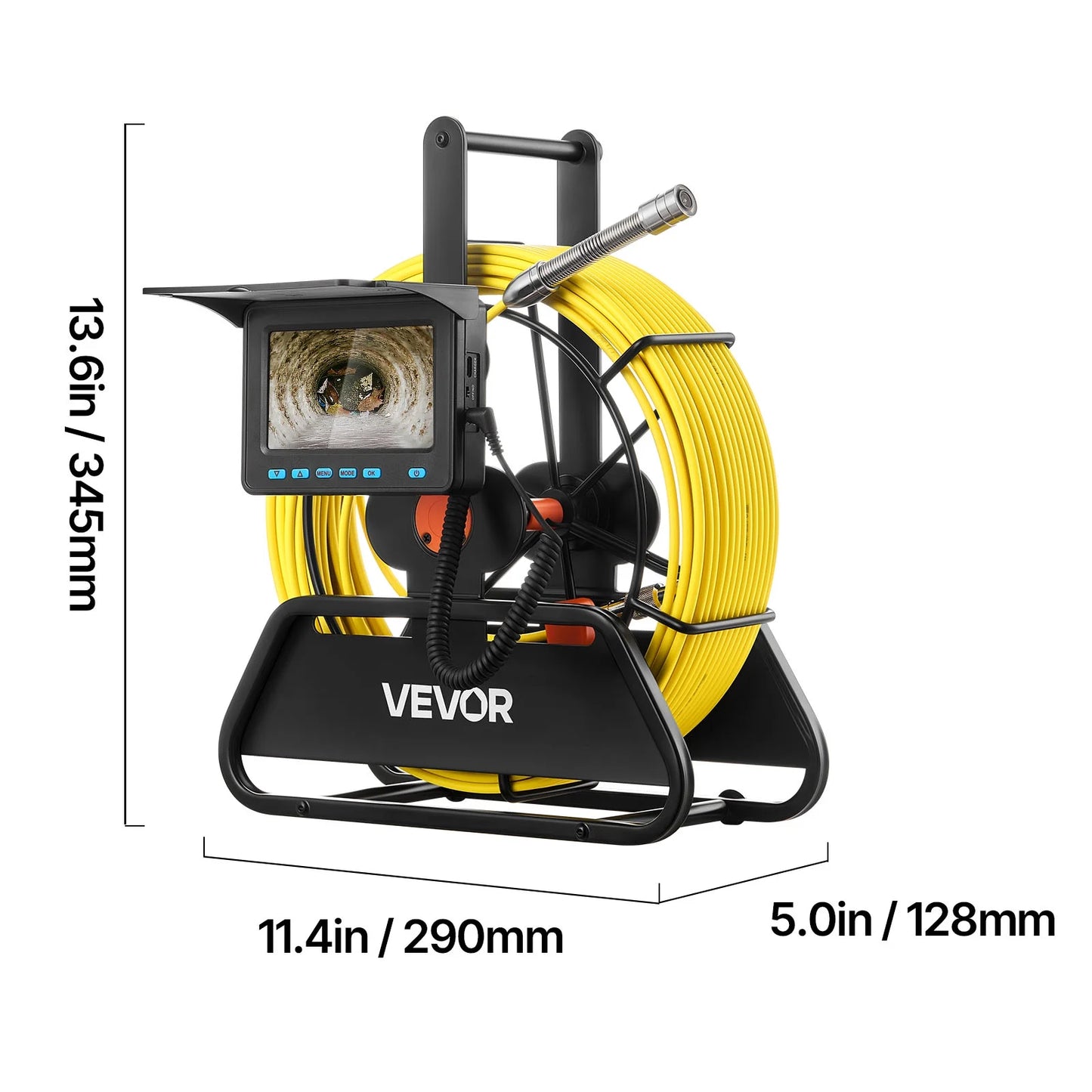 VEVOR Sewer Camera, 164 ft/50m, 4.3" Drain Inspection Camera, IP68 Waterproof Snake Plumbing Camera with Lights - 6 Adjustable LEDs, 4500mAh Battery & 16GB Card for Sewer Line Duct Pipes