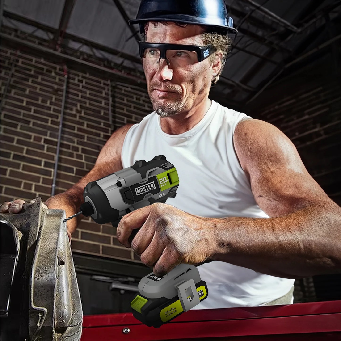 Master Mechanic ML-IS50GD-200 20-Volt Compact Cordless Impact Driver Kit, Brushless Motor, (2) Batteries - Quantity 4