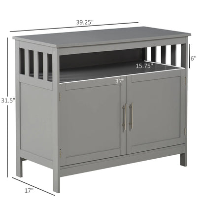 HomCom Kitchen Console Table/Buffet Sideboard/Wooden Storage Table with 2-Level Cabinet and Open Shelf, Grey