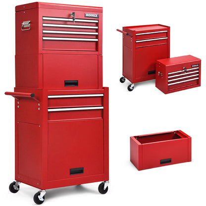 Costway, 60.5 lb, 23.5" Steel 6-Drawer Rolling Tool Cart with User Manual Black Red