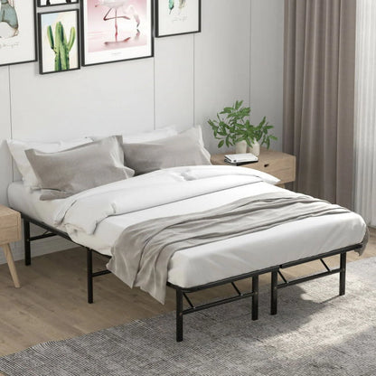 74" x 53" x 14" Foldable Metal Platform Bed Frame, No Box Spring Needed Steel Slats Support, 14 Inches High Under Bed Storage, Tool-free Assembly, Full Size