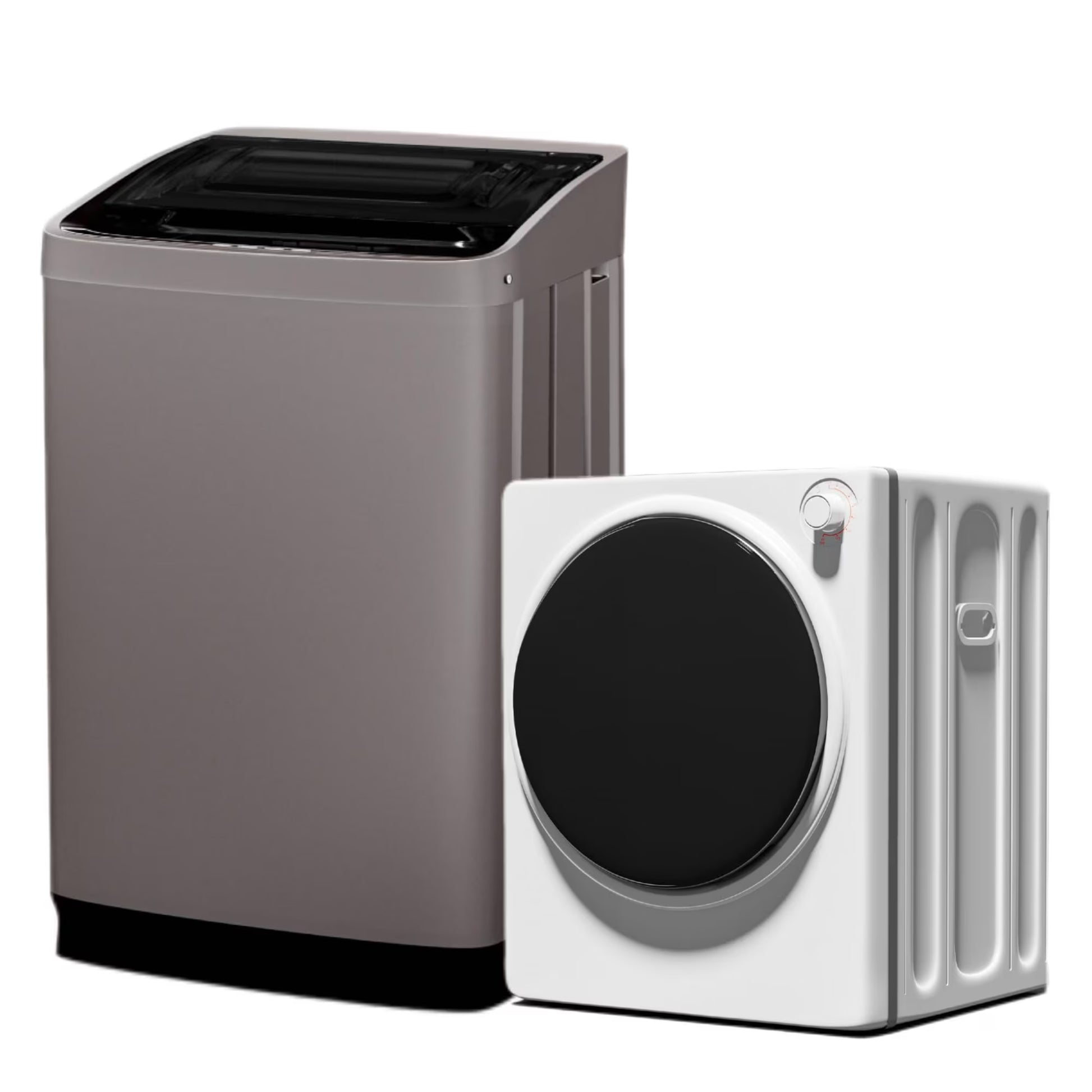 TABU Washer and Dryer Set, 17.6LBS Full Automatic Washing Machine & 8.8LBS Portable Dryer (Gray& White)