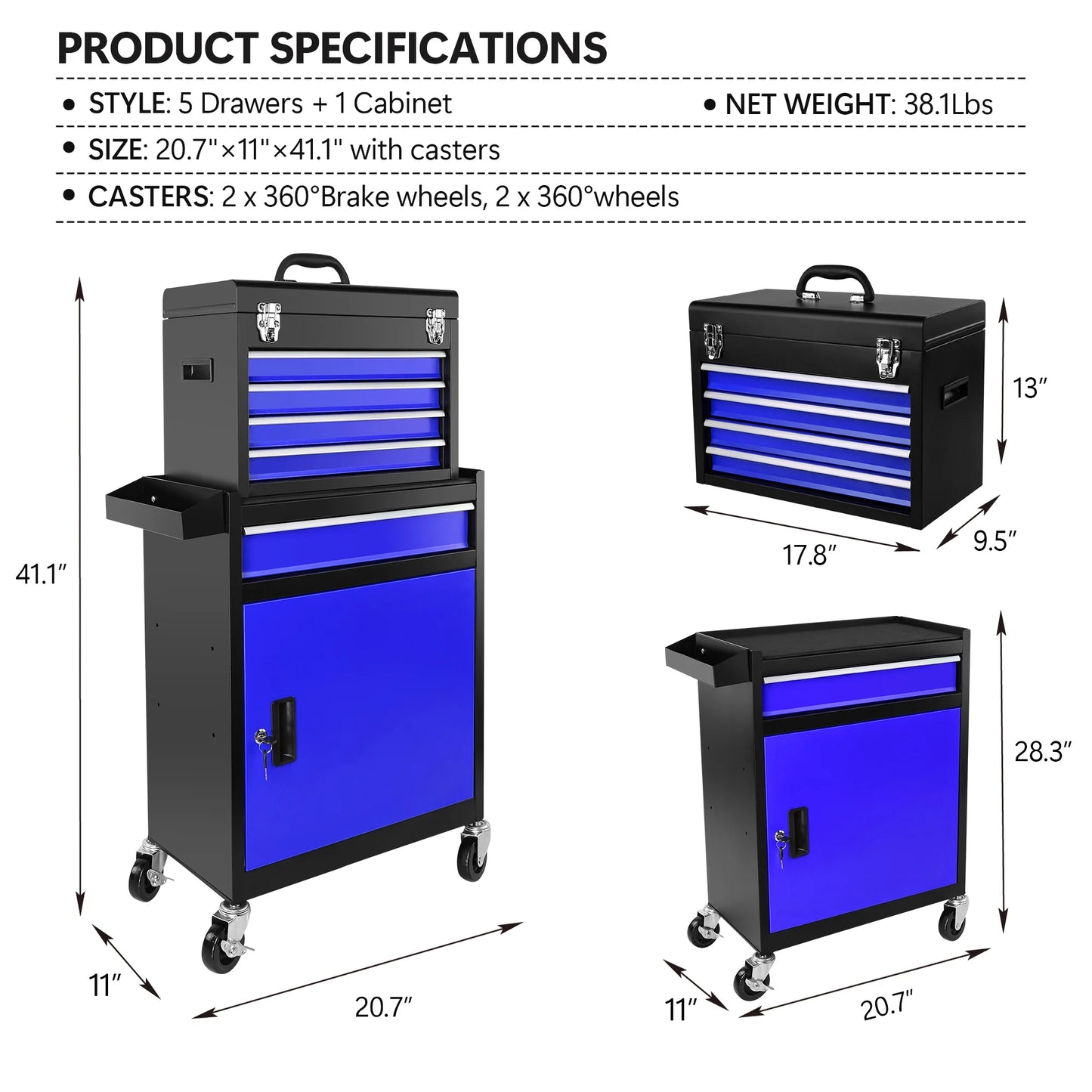 BTMWAY 7-Drawer Rolling Tool Storage Cabinet with Wheels Multifunctional Tool Cart Mechanic Tool Storage Cabinet for Garage, Workshop, Barbershop,red