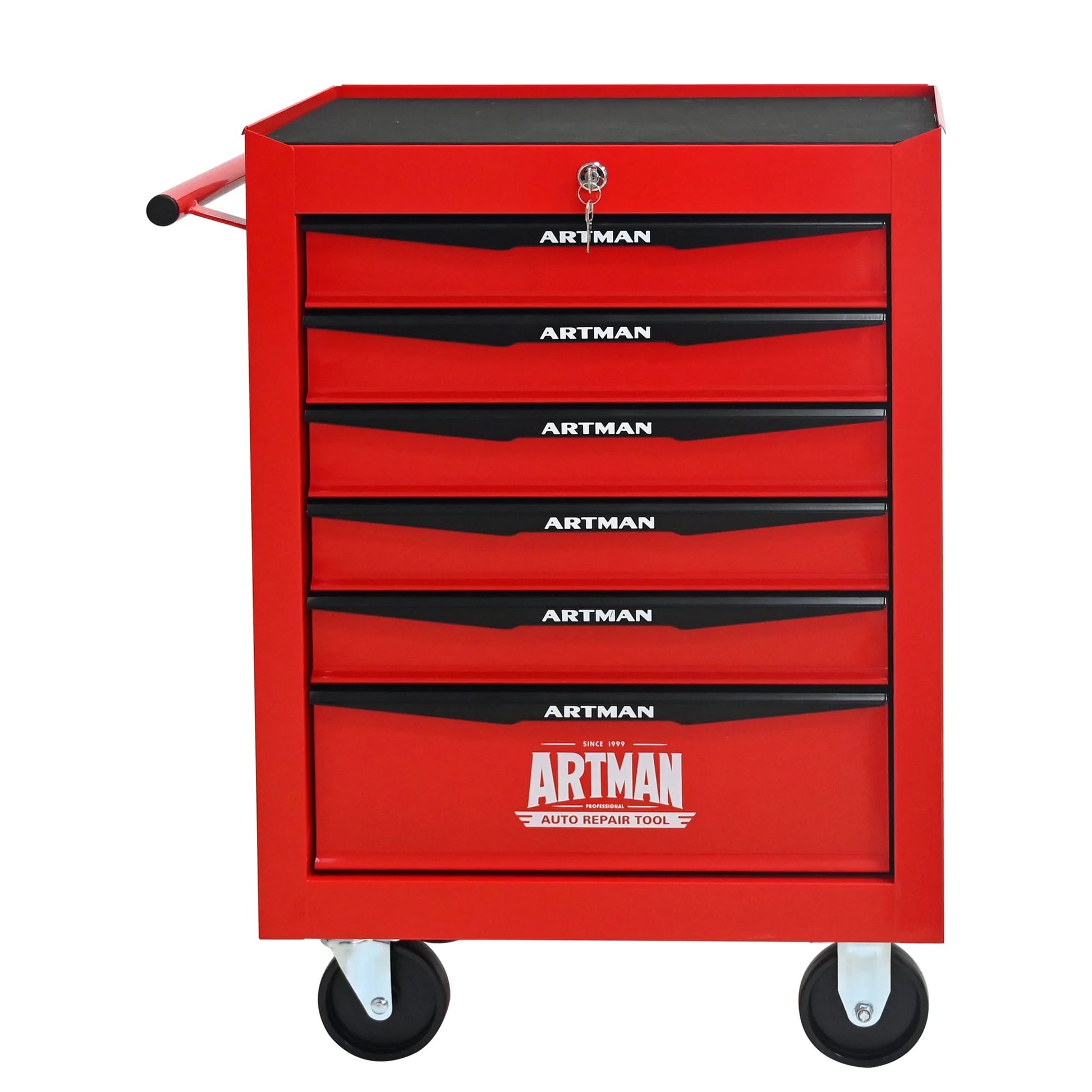 NIGSQJB 30.5"H Rolling Tool Chest Cart with 6 Drawers, 7 Small Tool Boxes Organizers, Lockable Tool Cabinet Storage with Wheels for Garage, Warehouse,Workshop, Repair Shop, DIY, Red