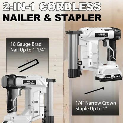 Rvchic 18 Gauge Cordless Brad Nailer,2-in-1 21V Electric Brad Nailer Stapler for Woodworking,Home Improvement,Include 1*2000mAh Battery and 1000pcs Nails