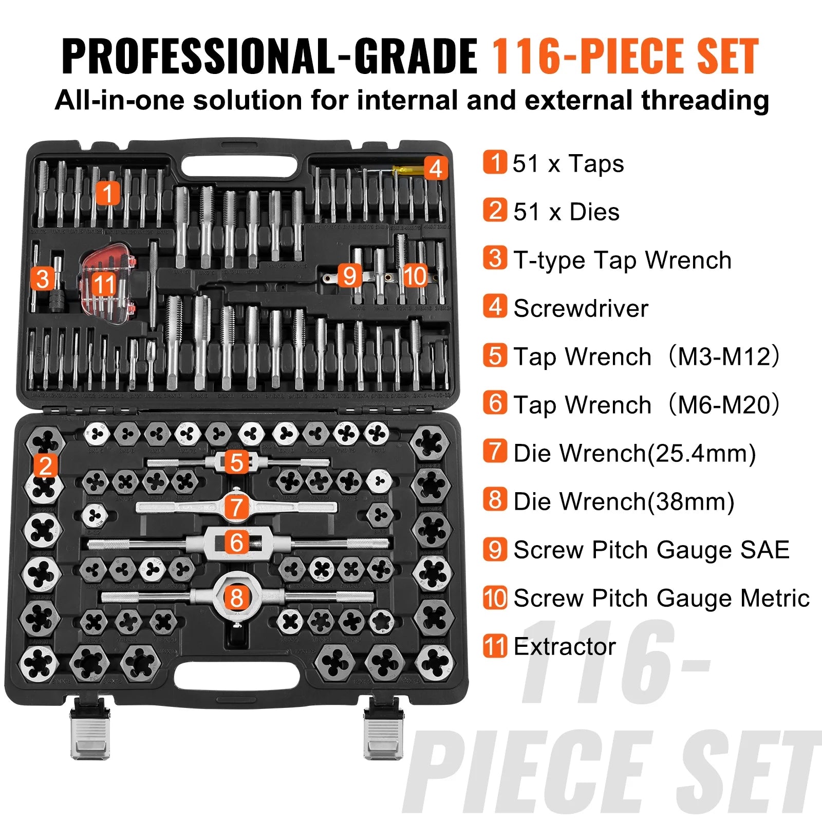 BENTISM, 18.50 x 12.40 x 2.36" Portable Tool Set, 116 Piece