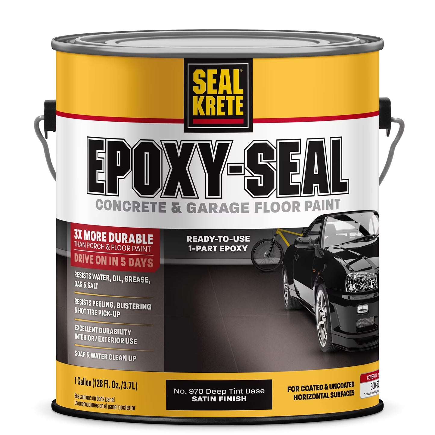 Satin Deep Tint Base, Seal-Krete Epoxy-Seal Concrete and Garage Floor Paint, 1 gal, 4 Pack