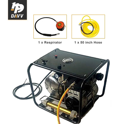HPDAVV Diving Air Compressor 10V with 50ft Breathing Hose & Scuba Diving Regulator