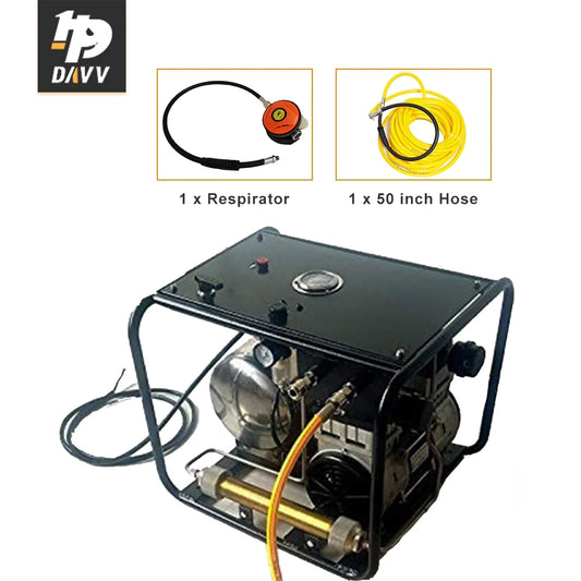 HPDAVV Diving Air Compressor 10V with 50ft Breathing Hose & Scuba Diving Regulator