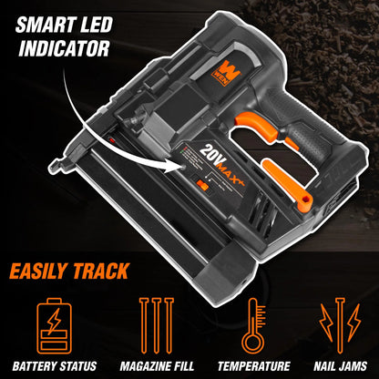 WEN 20V Max Cordless 18-Gauge Brad Nailer with 2.0Ah Battery and Charger