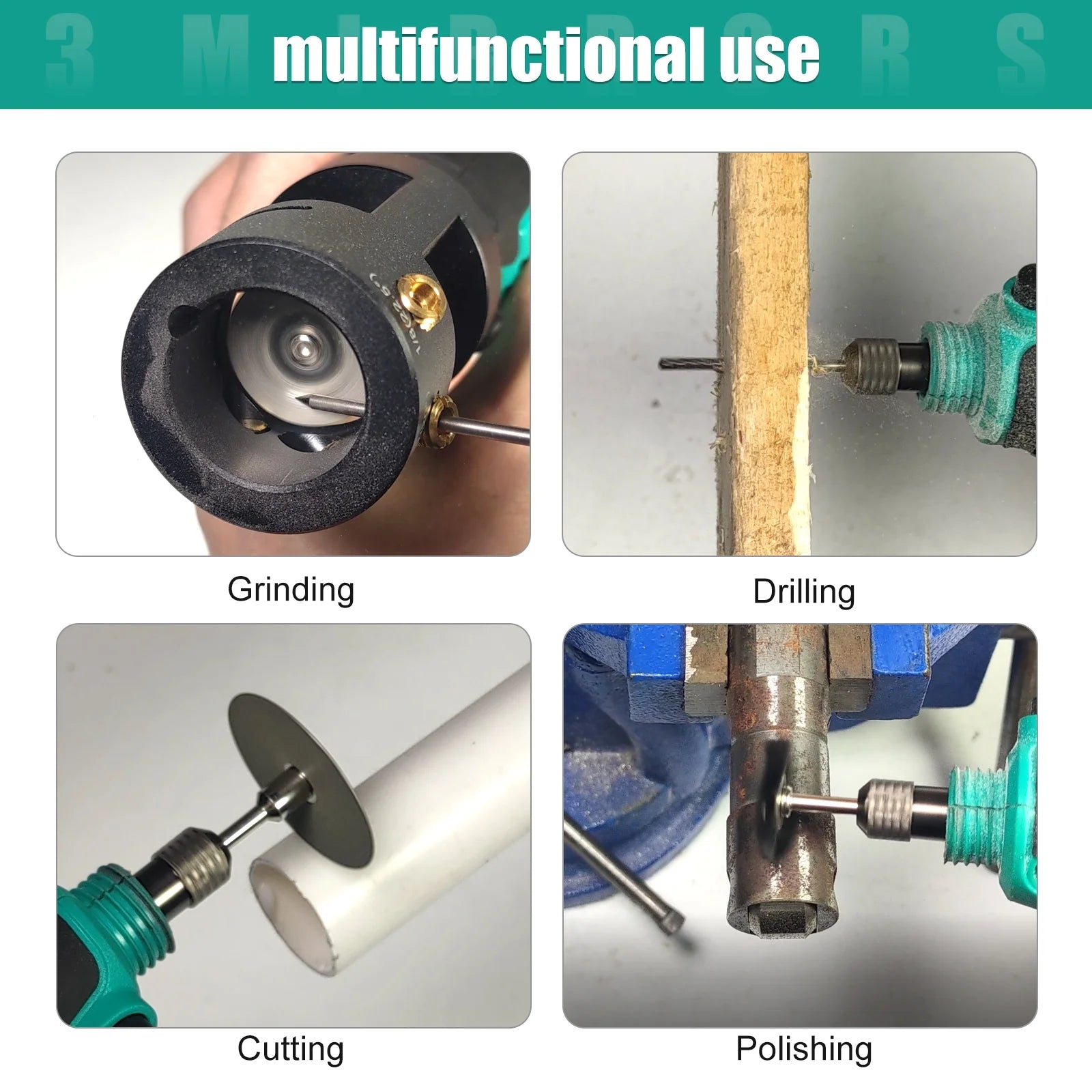 3mirrors Cordless Tungsten Electrode Grinder Sharpener TIG Welding Tool w/12V Lithium Battery Rotary Hand-Held 4 Holes w/Multi-Angle &Offsets, CNC Man