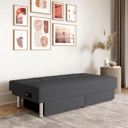 Serta Windsor Futon with Storage and Power, Gray Fabric
