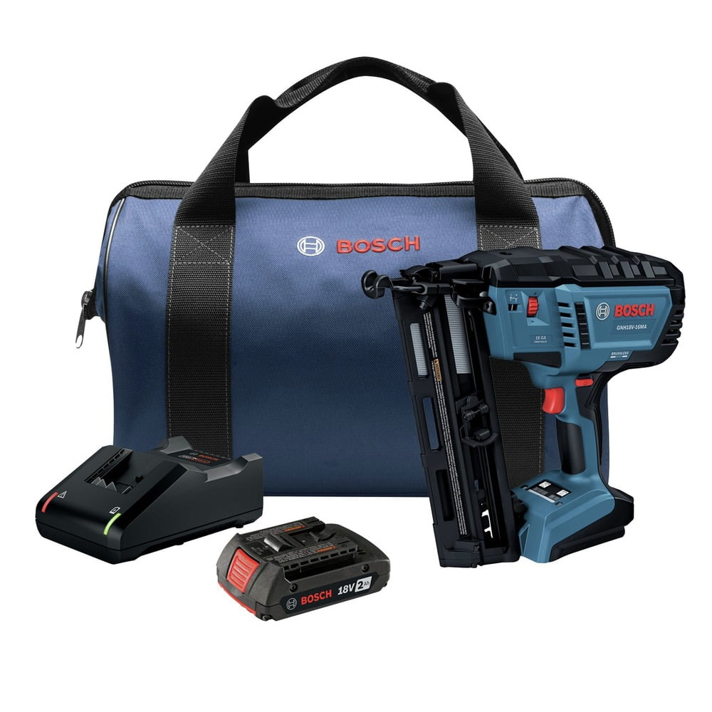 Restored Bosch GNH18V-16MAB12-RT 18V Lithium-Ion Brushless 16-Gauge Cordless Angled Finish Nailer Kit (2 Ah) (Refurbished)
