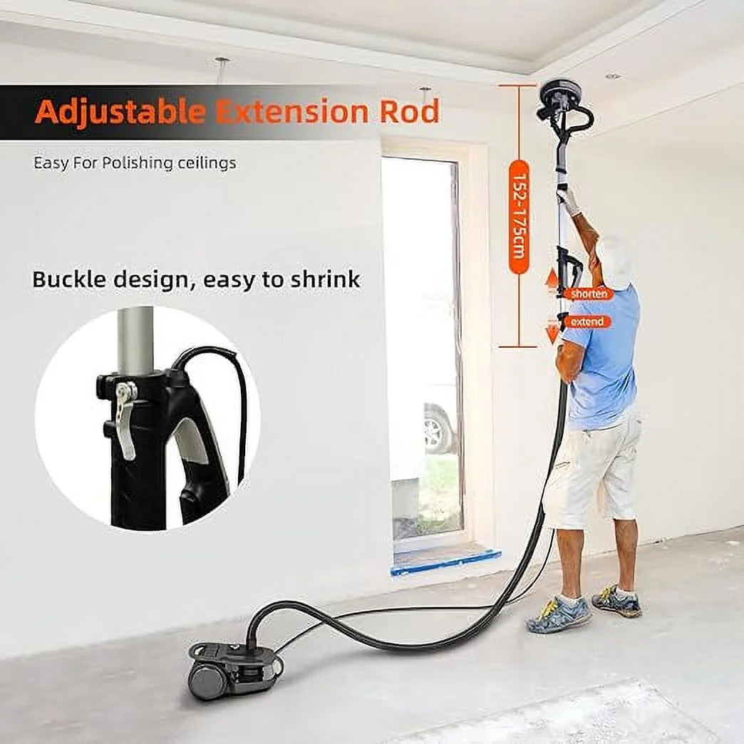 Garvee Drywall Sander,750W Electric Drywall Sander 7 Variable Speed 900-1800 RPM Sander with LED Light, 14 Pcs Sanding discs, Extendable Handle, Dust Hose, Storage Bag