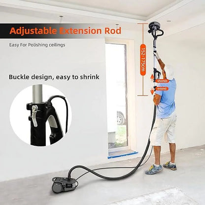 Garvee Drywall Sander,750W Electric Drywall Sander 7 Variable Speed 900-1800 RPM Sander with LED Light, 14 Pcs Sanding discs, Extendable Handle, Dust Hose, Storage Bag