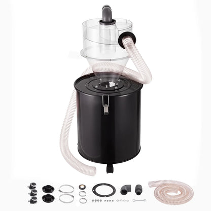 KFFKFF Dust Cyclone Kit with Steel Container, 4" Upgrade for Dust Collection Systems, ABS Dust Deputy, 2" Outer Diameter Connector & Hose for Wet/Dry Vacuums, Compatible with 13.21 Gallon Tanks