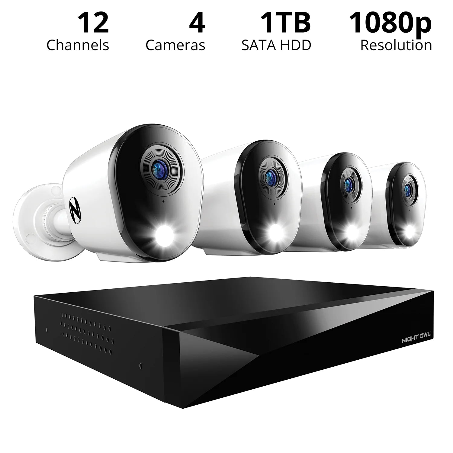 Night Owl 2-Way Audio 12 Channel DVR Security System with 1TB Hard Drive and 4 Wired 1080p Deterrence Cameras