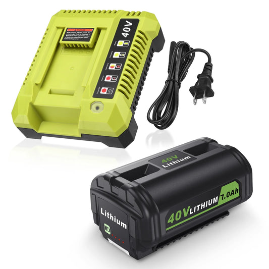 2-Pack 7.0Ah 40V OP4026 Lithium Battery + OP401 Rapid Battery Charger for Ryobi OP4050A OP40601 OP4026A OP4040 OP4030 Power Tools