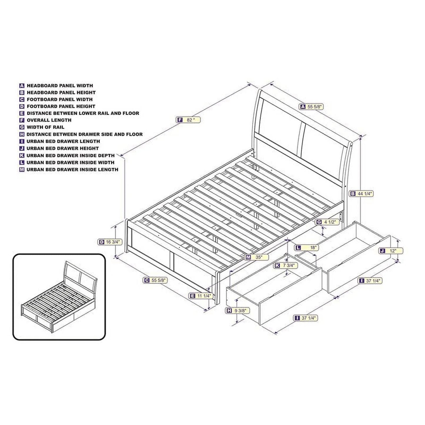 Pemberly Row Traditional Solid Wood Full Storage Platform Bed in White