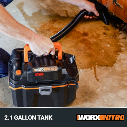 Worx Nitro WX031L.9 20V 2.1 Gal Cordless Wet/Dry Vacuum (No Battery and Charger Included - Tool Only)