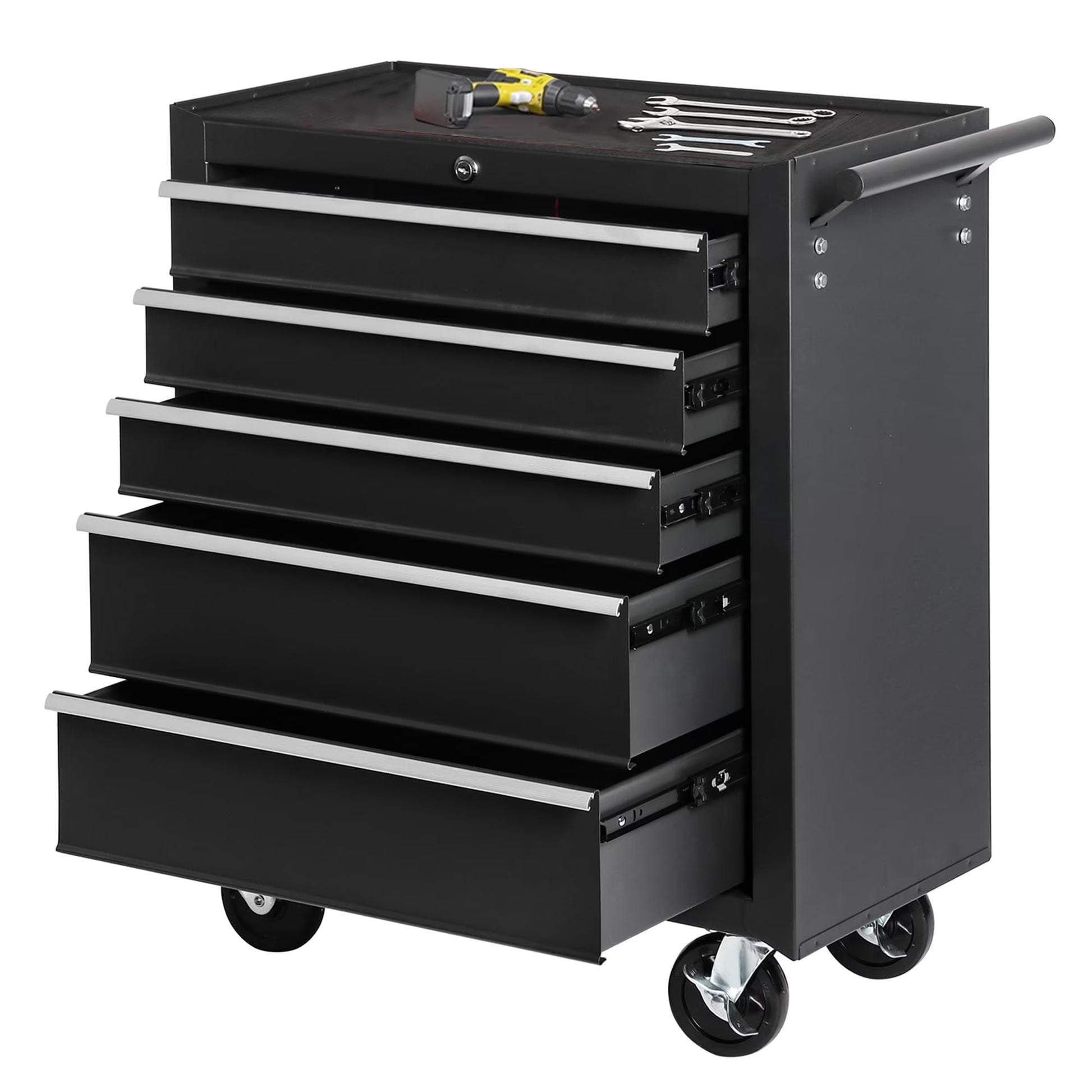 Seizeen Rolling Tool Chest on Wheels, Metal Tool Cart Toolbox Storage Cabinet Organizer W/7 Drawers, Red