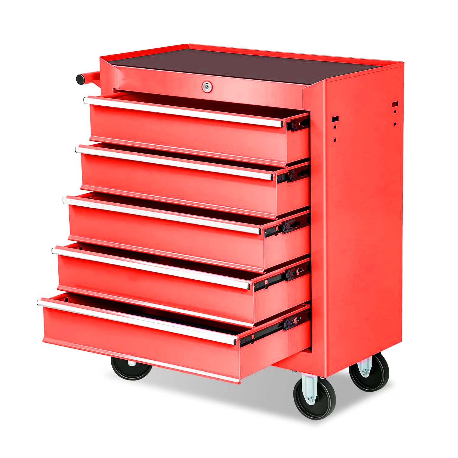 POVANLI 5 Drawers Rolling Tool Chest Cabinet with Wheels, Tool Storage Cabinet and Tool Box Organizer for Garage Warehouse Workshop, Black