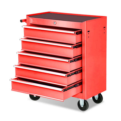 POVANLI 5 Drawers Rolling Tool Chest Cabinet with Wheels, Tool Storage Cabinet and Tool Box Organizer for Garage Warehouse Workshop, Black