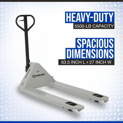Klutch Pallet Jack, 5500-Lb. Capacity, 48in.L x 27in.W, 7-1/2in. Lift