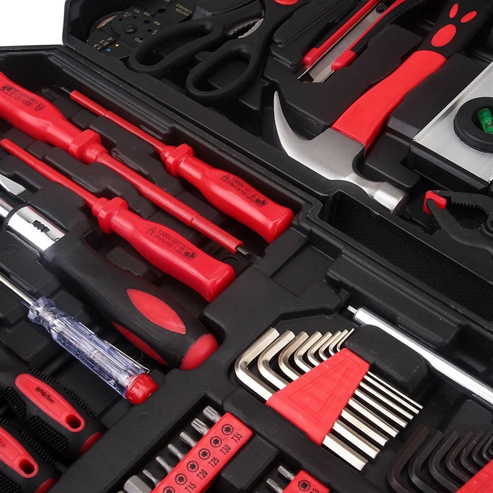 799 Pieces Professional Mechanics Hand Tool Set, Mobile Tool box on Wheels W/Ratchets& Socket, Screwdriver, Tongs, 4-layer Tool Case & Tool Kit, Silver