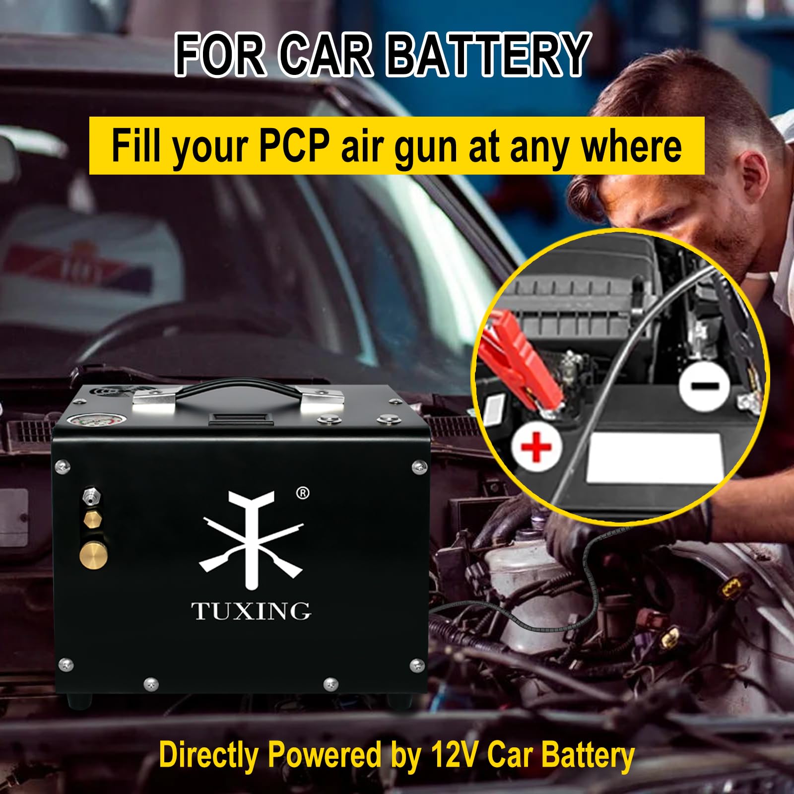 TUXING 4500Psi Pcp Compressor Built-in Fan Cooling/Converter for Pcp Air Rifle