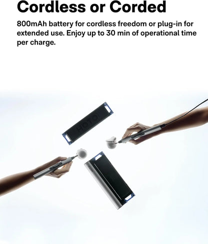 HOTO SNAPBLOQ D-A03 Electric Mini Drill Pen with 20 Bits, Brushless Motor, 3-Speed USB-C Rechargeable Electric Hand Drill, LED Light, Resin Drill Set for Jewelry Making,PCB, Wood, Plastic, DIY