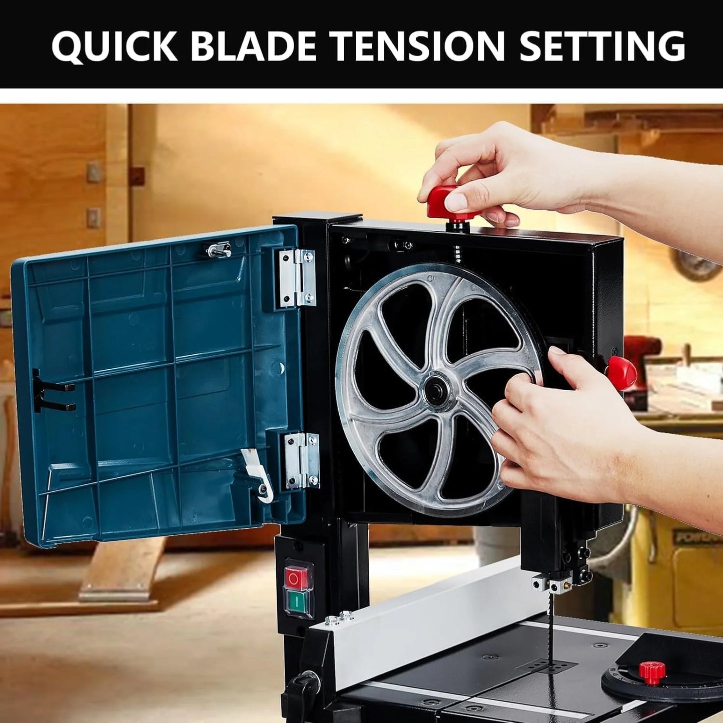 Towallmark 8-Inch Bandsaw, 1800FPM Benchtop Bandsaw with Removable Safty Key, 0-45 Tilting Range, 3-Amp Saw For Cutting Wood with Fence and Miter Gauge, Band Saws for Woodwork